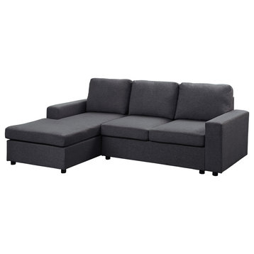 Newlyn Sectional Sofa With Reversible Chaise, Dark Gray Linen