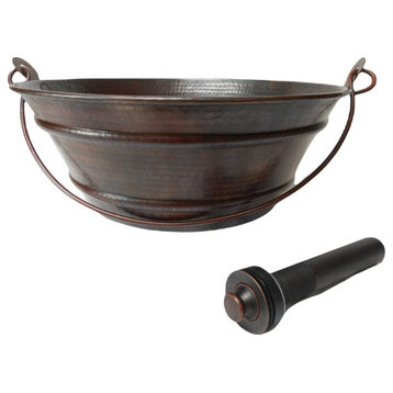 Aged Copper Rustic Copper Vessel Bath Sink BUCKET Style with Drain