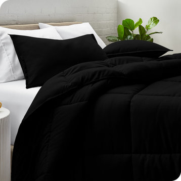 Bare Home Down Alternative Comforter Set, Black, Queen