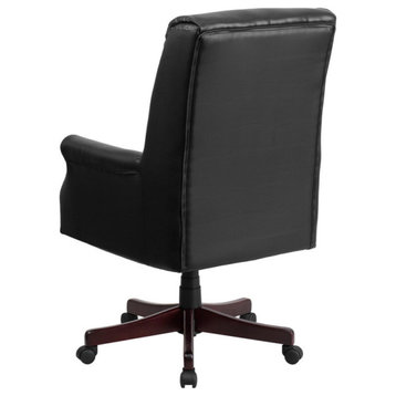 High Back Pillow Back Leather Executive Swivel Office Chair, Black, 28"x29.50