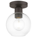 Livex Lighting - Downtown 1 Light Bronze Sphere Semi-Flush - Bring a refined lighting style to your interior with this downtown collection single light semi flush. Shown in a bronze finish with clear sphere glass.
