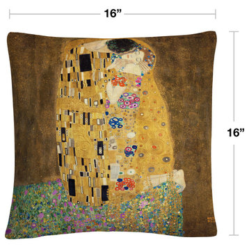 Gustav Klimt 'The Kiss 1907-8' Decorative Throw Pillow