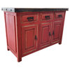 Bryson Rustic Red Kitchen Buffet Cabinet, Red, 48 X 20 X 32