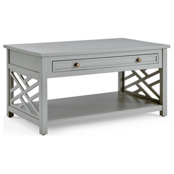 Coventry 36"W Wood Coffee Table, 1-Drawer, Gray