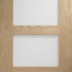 Contemporary 4-panel Frosted Glass Door, Solid Red Oak - Interior Doors