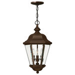 Hinkley Lighting - Clifton Park 3 Light 11" Medium Outdoor Hanging Lantern, Copper Bronze - Clifton Park has an aristocratic style that adds a dignified air to a home's facade. The sleek Copper Bronze finish, durable solid brass construction and clear beveled and bound glass add to the genteel style.