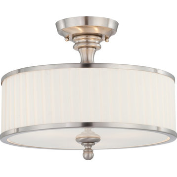 Nuvo Lighting 60/4737 Candice 3 Light 15"W Semi-Flush Drum - Brushed Nickel