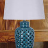 Fangio Lighting 26" Blue Ceramic Table Lamp With Lattice Design