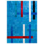 Linear Blue Cowhide Rug, 140x200 cm