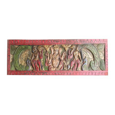 Mogulinterior - Consigned Wall Hanging Vintage Carved Ganapati posture Headboard Boho Decor - Wall Sculptures