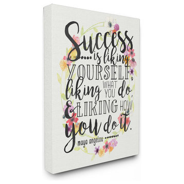 Success Is Liking Yourself Quote, Framed Giclee Texturized, 16"x20"