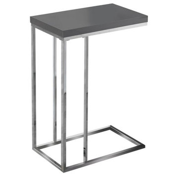 Accent Table - Glossy Grey with Chrome Metal