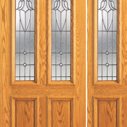 Prehung Mahogany Twin Lite, Arch Lite Entry 1 Sidelite Glass Door - Front Doors