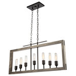 Artcraft Lighting - Gatehouse 7 Light Island Light, Beach Wood/Black - Made in North America with pride, this "Gatehouse" collection 7 light island linear features a beach wood finish with black metal work. The frame is made of authentic wood (pine).