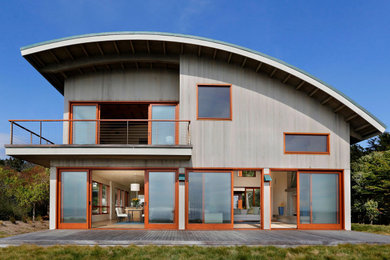 Example of a beach style exterior home design in New York