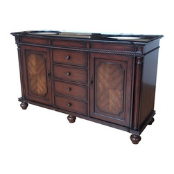 Antique 60 inch Double Sink Bathroom Vanity Dark Cherry Brown Finish - Bathroom Vanities And Sink Consoles