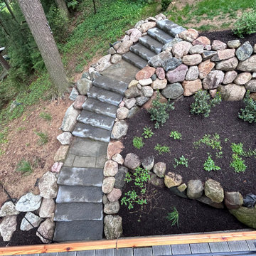 Fieldstone walls with steps