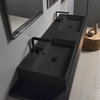 Double Matte Black Ceramic Wall Mounted or Vessel Sink, Two Hole
