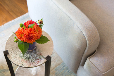 Example of a transitional living room design in Los Angeles