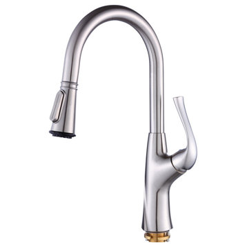 Modern Kitchen Single-hole Faucet LB-7205, Brushed Nickel