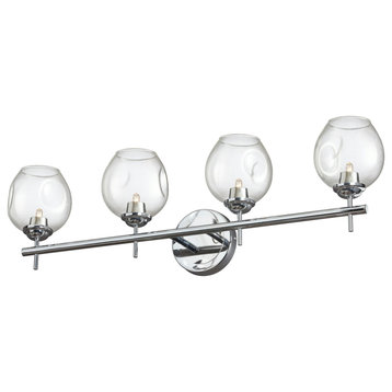 4 Light Halogen Vanity Polished Chrome with Clear Glass