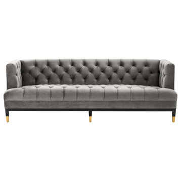 Gray Velvet Modern Chesterfield Sofa | Eichholtz Castelle