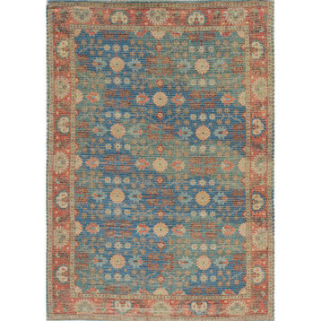 KAS Morris 2227 Blue/Red Traditions Area Rug, 5'x7'