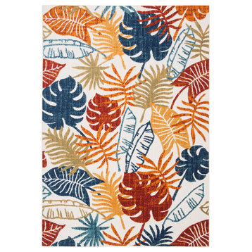 Safavieh Cabana Cbn831A Floral Outdoor Rug, Creme/Red, 9'0"x12'0"