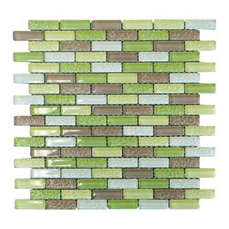 Soccer Green Crystal Glass Mosaic Tile Brick Pattern (Glossy&Matte) - Home Decor