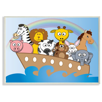 "Whimsical Noah's Arch With Rainbow" Wall Plaque Art