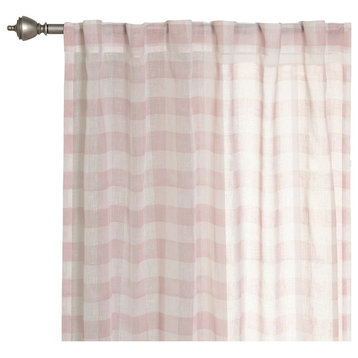 Sheer Watercolor Plaid Curtains, Pink