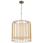 Crystal Lighting Palace - Industrial Bird Cage Fabric Shade 9 Light Adjustable Stem Pendent , Matte Gold - Delightfully chic over a dining room table, breakfast bar or kitchen island, this cage pendant light is a clear winner for form and function. Adjustable height rods make it that much more accommodating.