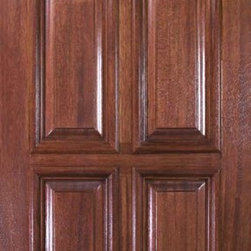 Slab External Single Door 80 Wood Mahogany 6 Panel Solid - Front Doors