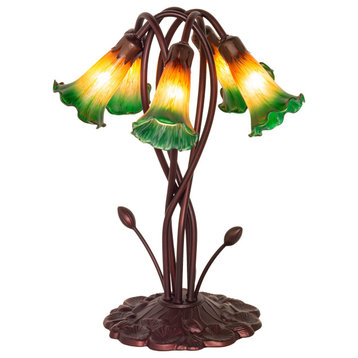 17 High Amber/Green Pond Lily 5 LT Accent Lamp