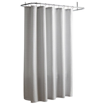 Freda Metallic Buttonhole Top Shower Curtain, Grey, 70 x 72"