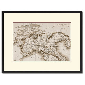 Northern Italy Vintage Sepia Map Canvas Print, 16"x21"