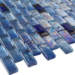 Glossy Blue Wet Look Glass Mosaic Tiles - Home Accessories & Decor