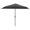 Half Umbrella Outdoor Patio Shade 9 ft Patio Umbrella Easy Crank, Gray