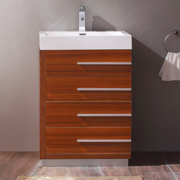 Livello 24" Bathroom Cabinet, Base: White, With Integrated Sink