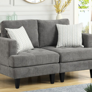 Callaway 56.5" Gray Chenille Loveseat with Throw Pillows