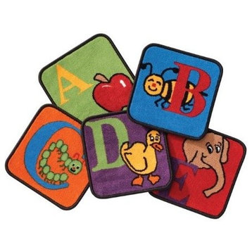 Reading by the Book Alphabet Rug Size, 26-Piece Set, Square 12"x12"