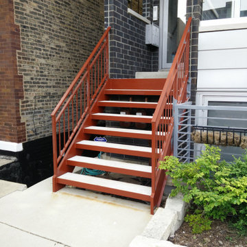 Wicker Park metal stairs reust removal and painting.