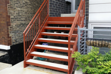 Wicker Park metal stairs reust removal and painting.