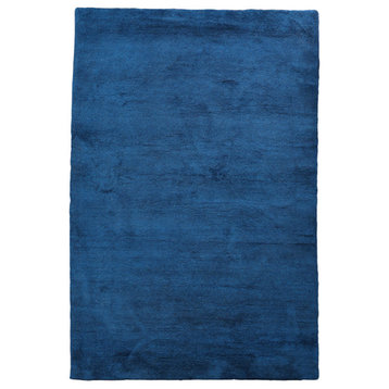 Hand Knotted Loom Wool Area Rug Solid Blue, [Rectangle] 9'x12'