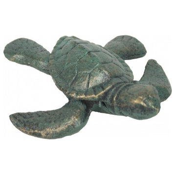 Nautical Coastal Sea Turtle Verdi Green Cast Iron Tabletop Tier Tray Decor