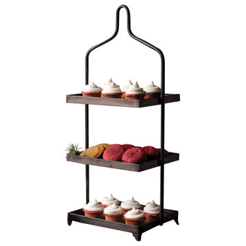Rustic Elegant 3 Tiered Metal Display Tray Farmhouse Cupcake Countertop Stand