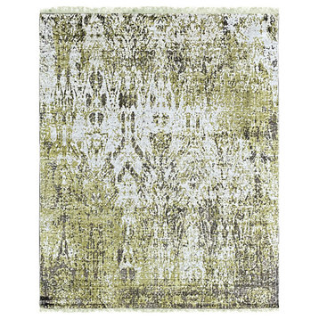 EORC Ivory/Gold Hand Knotted Wool Rug 7' x 9'