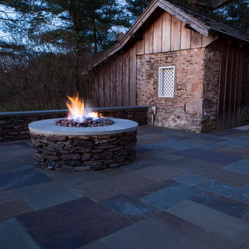 Bluestone Patio, Walls, Steps, Gas Fire Pit, Landscape Lighting