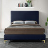 Geri Velvet Upholstered Bed, Navy, Full