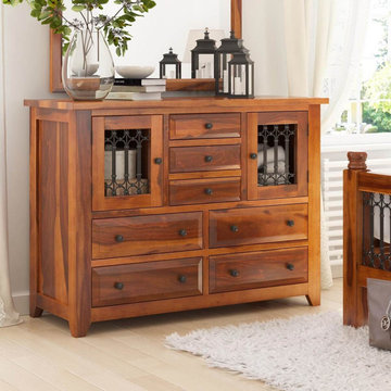 San Francisco Iron Grill Rustic Solid Wood Bedroom Dresser